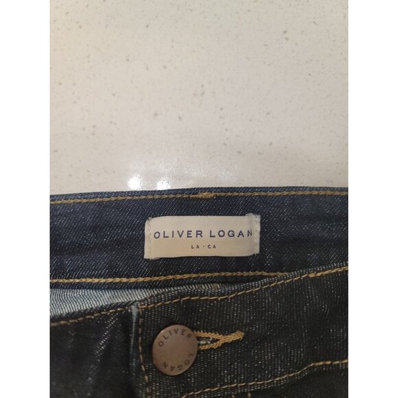 Oliver Logan Crosby Relaxed Taper Jeans Womens 33 Raw Hem Cropped Denim Blue - Picture 8 of 12